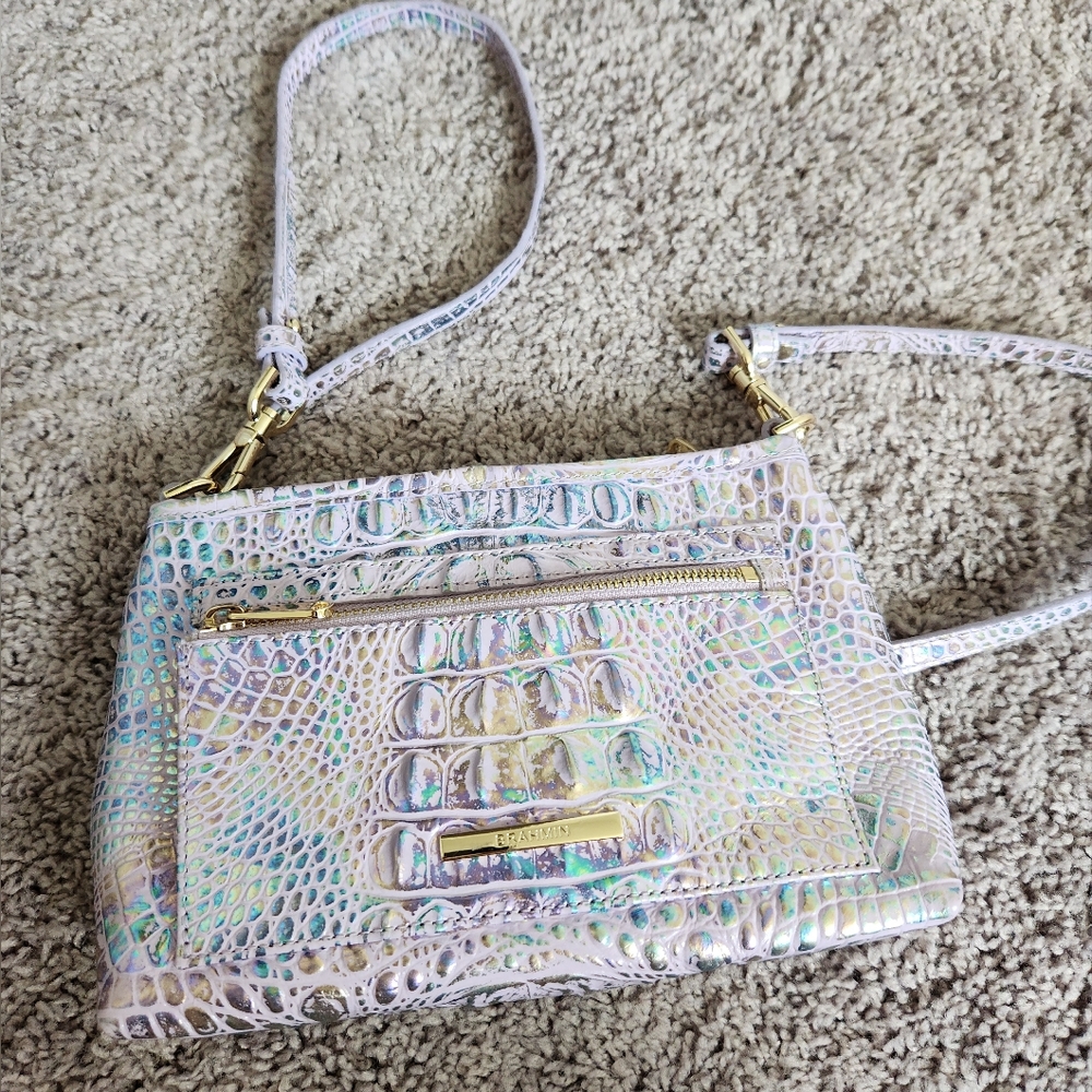 Brahmin Violet Wonderland Crocodile Embossed Crossbody Bag - Picture 5 of 12